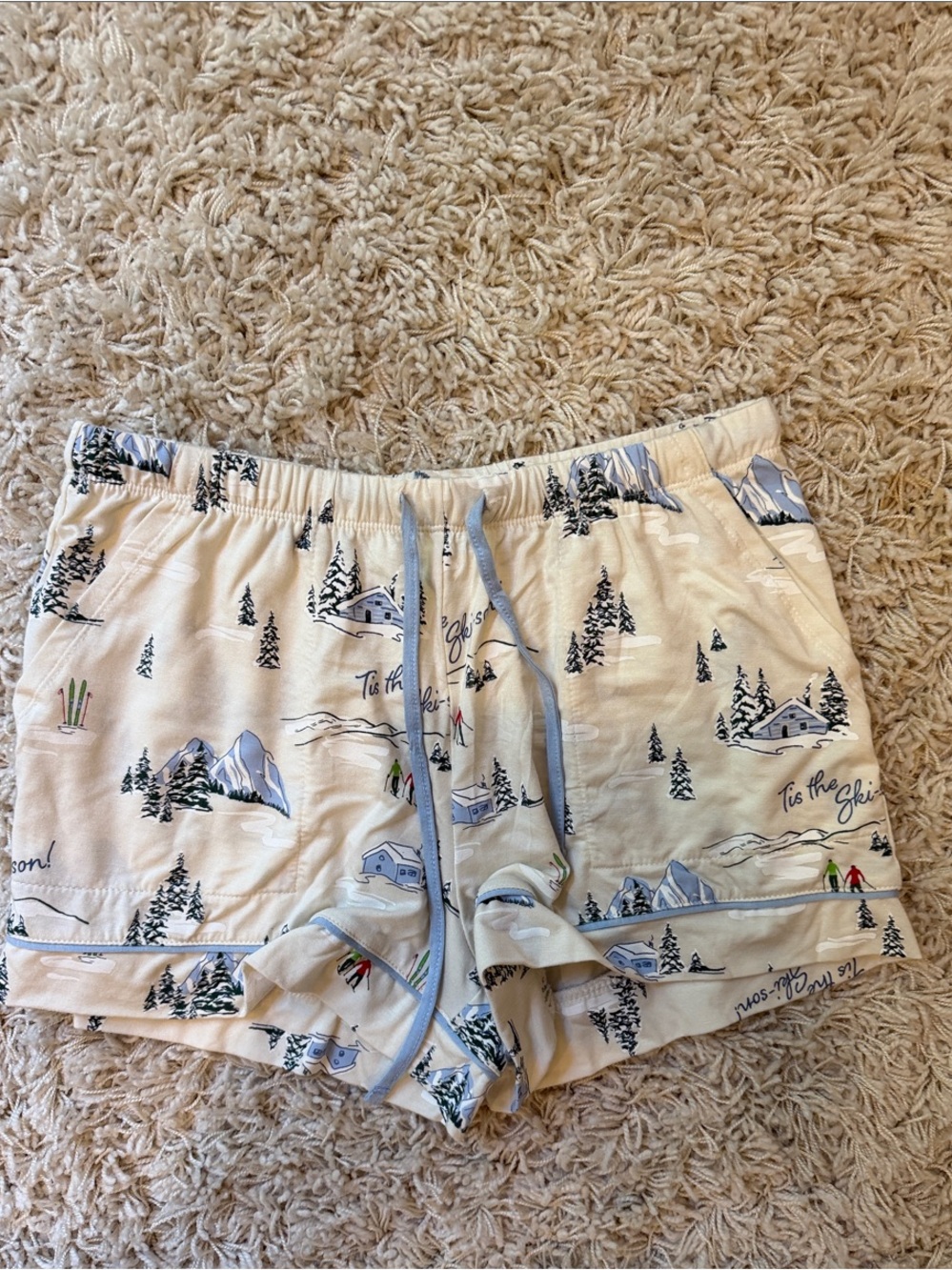 Auden Beige and Blue Printed Pajama Set - Picture 5 of 5